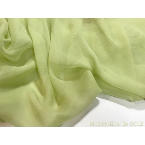Tissu Mousseline de Soie ANIS Au Mètre Couture.