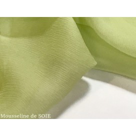 Tissu Mousseline de Soie ANIS Au Mètre Couture.
