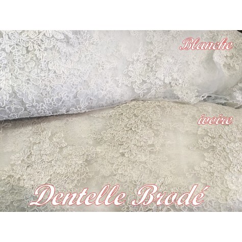 Dentelle Au Mètre En  Broderie Blanche Couture Pour Mariage Et Cérémonie