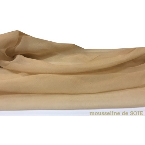 Tissu Mousseline de Soie Beige Au Mètre Couture.