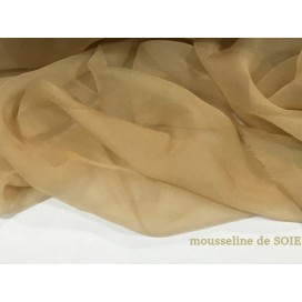 Tissu Mousseline de Soie Beige Au Mètre Couture.