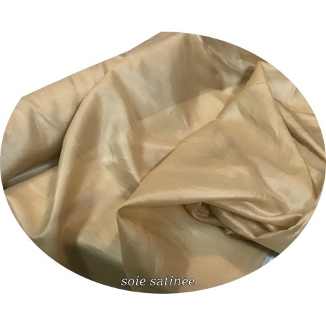 Tissu Mousseline de Soie Satinée Beige Au Mètre Couture.