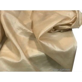 Tissu Mousseline de Soie Satinée Beige Au Mètre Couture.