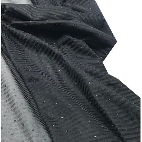 Tissu Résille Lycra Au Mètre Pailleté Fantaisie en Couleur Noir Pour Lingerie  Justaucorps.