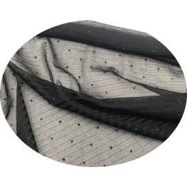 Tissu Résille Lycra Au Mètre Pailleté Fantaisie en Couleur Noir Pour Lingerie  Justaucorps.