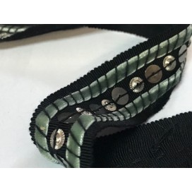 Galon Ruban velour au mètre Couture Noir sur gros grain