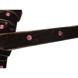 Ruban Velours Srass en 15 mm Marron Pour  Customisations.