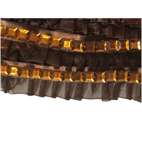 Ruban Strass Carré Sur Organza Plissé Choco Au Mètre Couture