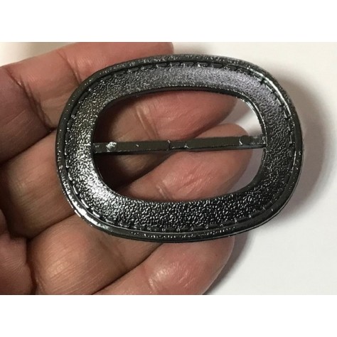 Boucle Ceinture Ovale Fantaisie Gris Anthracite En 5 Cm A Coudre.