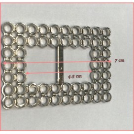 Boucle Argenté Réctangulaire fantaisie en 7 cm couture