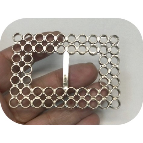 Boucle Argenté Réctangulaire fantaisie en 7 cm couture