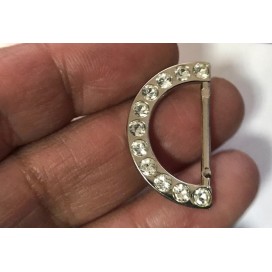 Anneau Demi Rond Strass Nickel en 25 mm Couture Pour Sangle, Maroquinerie Et Vetements