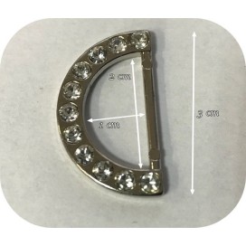 Anneau Demi Rond Strass Nickel en 25 mm Couture Pour Sangle, Maroquinerie Et Vetements