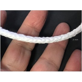 Cordon Fil Lacet Blanc Au Mètre Coton en 5 mm Tressé Pour Loisirs Créatifs Et Attaches
