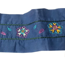 Broderie Anglaise Bleu Indigo Brodé Miroir Au Mètre En 9 Cm.