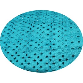 Broderie Anglaise Vert Canard En Tissu  Ajourée En Coton  Au Mètre En Grande Largeur