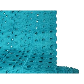 Broderie Anglaise Vert Canard En Tissu  Ajourée En Coton  Au Mètre En Grande Largeur