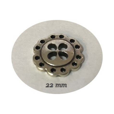 Bouton Argent Mètal en 22 mm Couture En 4 Trous Pour Customisations De Vetements