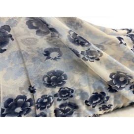 Tissu Résille Imprimée Fleurs Extensible au Mètre