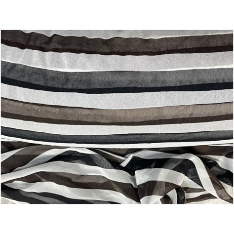 Tissu Résille Imprimée Extensible à Rayure au Mètre