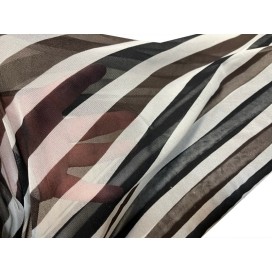 Tissu Résille Imprimée Extensible à Rayure au Mètre