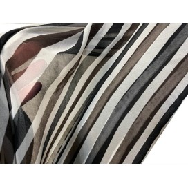 Tissu Résille Imprimée Extensible à Rayure au Mètre