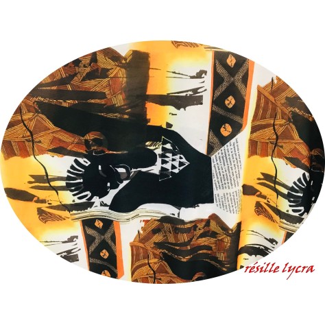 Tissu Résille Lycra Imprimée Extensible au Mètre