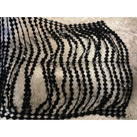 Frange Charleston En 30 Cm Noir Au Mètre En Guipure Sequins.