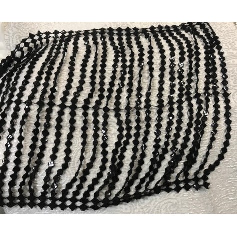 Frange Charleston En 30 Cm Noir Au Mètre En Guipure Sequins.