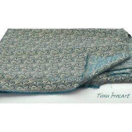 Tissu Brocart au Mètre De Luxe Imprimé Couleur Vert Canard et Doré Or Pour la Confection de Robes, Tailleurs Et Caftans