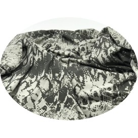 Tissu Résille Imprimée Kaki Foncé Et Ecru Extensible au Mètre