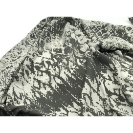 Tissu Résille Imprimée Kaki Foncé Et Ecru Extensible au Mètre