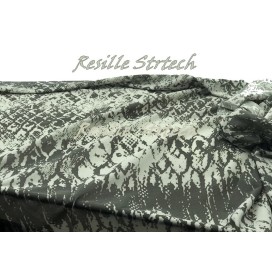 Tissu Résille Imprimée Kaki Foncé Et Ecru Extensible au Mètre