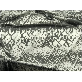 Tissu Résille Imprimée Kaki Foncé Et Ecru Extensible au Mètre