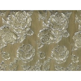 Tissu Brocart Au Mètre De Luxe En Motifs Fleurs Doré Or Imprimés Et En Relief Lurex Or Pour Robes, Tailleurs Et Caftans