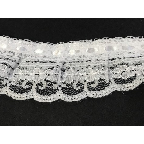 Dentelle Au mètre Blanche sur Satin En 4 Cm A Coudre.