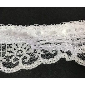 Dentelle Au mètre Blanche sur Satin En 4 Cm A Coudre.