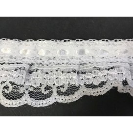 Dentelle Au mètre Blanche sur Satin En 4 Cm A Coudre.