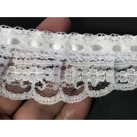 Dentelle Au mètre Blanche sur Satin En 4 Cm A Coudre.