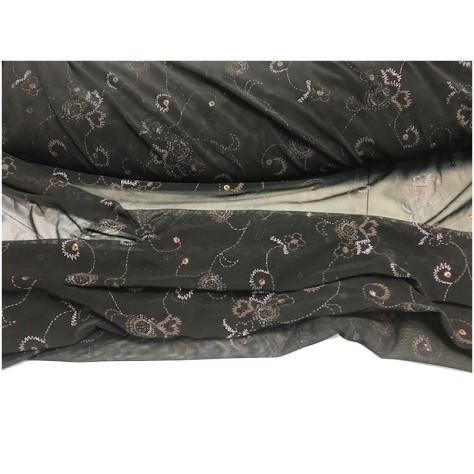 Tissu Résille Tulle Lycra Au Mètre Brodé et Paillété Fantaisie en Couleur Marron Foncé Pour danse Lingerie  Justaucorps.