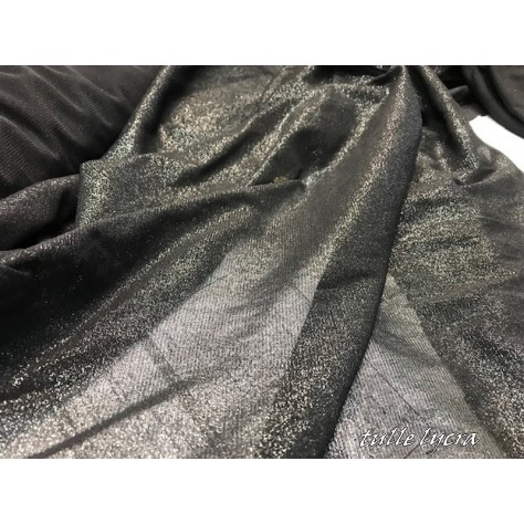 Tulle Résille lycra Noir au mètre Avec  aspect Argenté Lurex  Pour Justaucorps Et Lingerie.