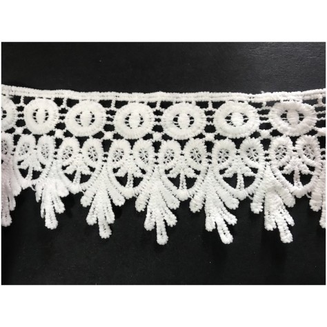 Galon Dentelle Guipure Au Mètre En 8 Cm Blanche Festonné Pour Customisations Et Décorations.
