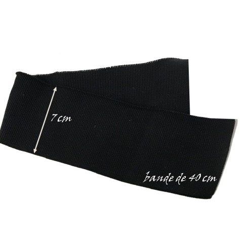 Bord-Cote En Bande de Tissu Maille Noir Pour Poignée Manche et cols