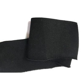 Bord-Cote En Bande de Tissu Maille Noir Pour Poignée Manche et cols