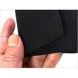 Bord-Cote En Bande de Tissu Maille Noir Pour Poignée Manche et cols