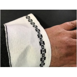 Bord-Cote En Bande de Tissu Maille Blanc Imprimé Pour Poignée Manche et cols