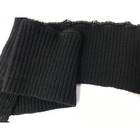 Bord-Cote En Bande Large en Tissu Maille Noir Pour Poignée Manche et cols