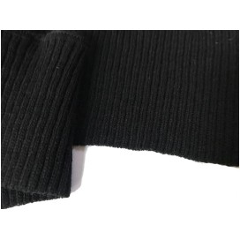 Bord-Cote En Bande Large en Tissu Maille Noir Pour Poignée Manche et cols