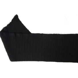 Bord-Cote En Bande Large en Tissu Maille Noir Pour Poignée Manche et cols