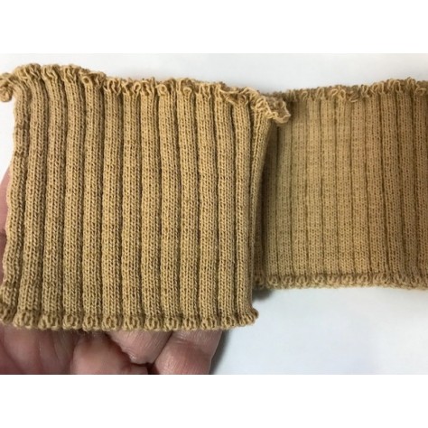 Bord-Cote En Bande Large en Tissu Maille Beige Pour Poignée Manche et cols